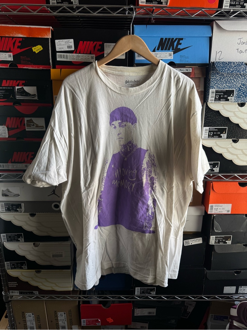 Men's White Graphic Tee with Purple Print blackbear
